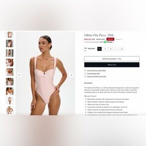 ALT Swim Wedding Edition Women's Pink One Piece Bathing Suit (never worn)